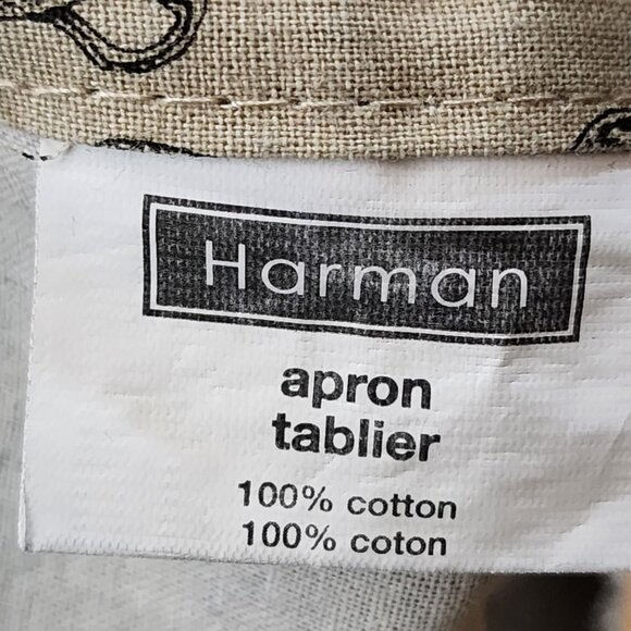 Harman Beige Black Kettles Print Tie Back Cotton Apron - Picture 5 of 5